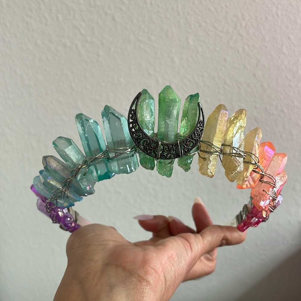 Raw crystal headband/crown
